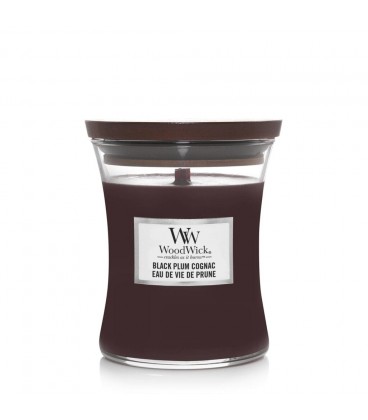 Medium crackling  candel WOODWICK BLACK PLUM AND COGNAC