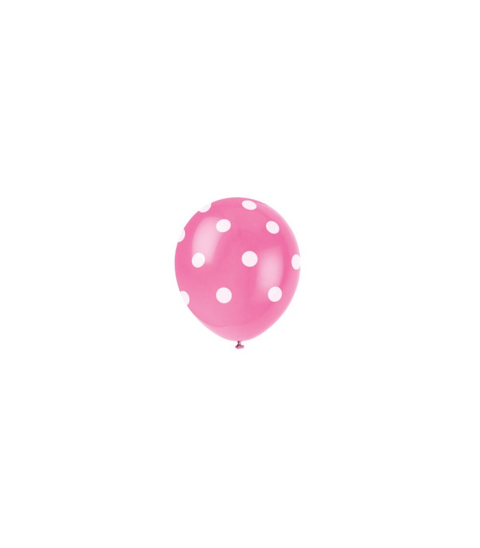 6 ballons rose pois blanc